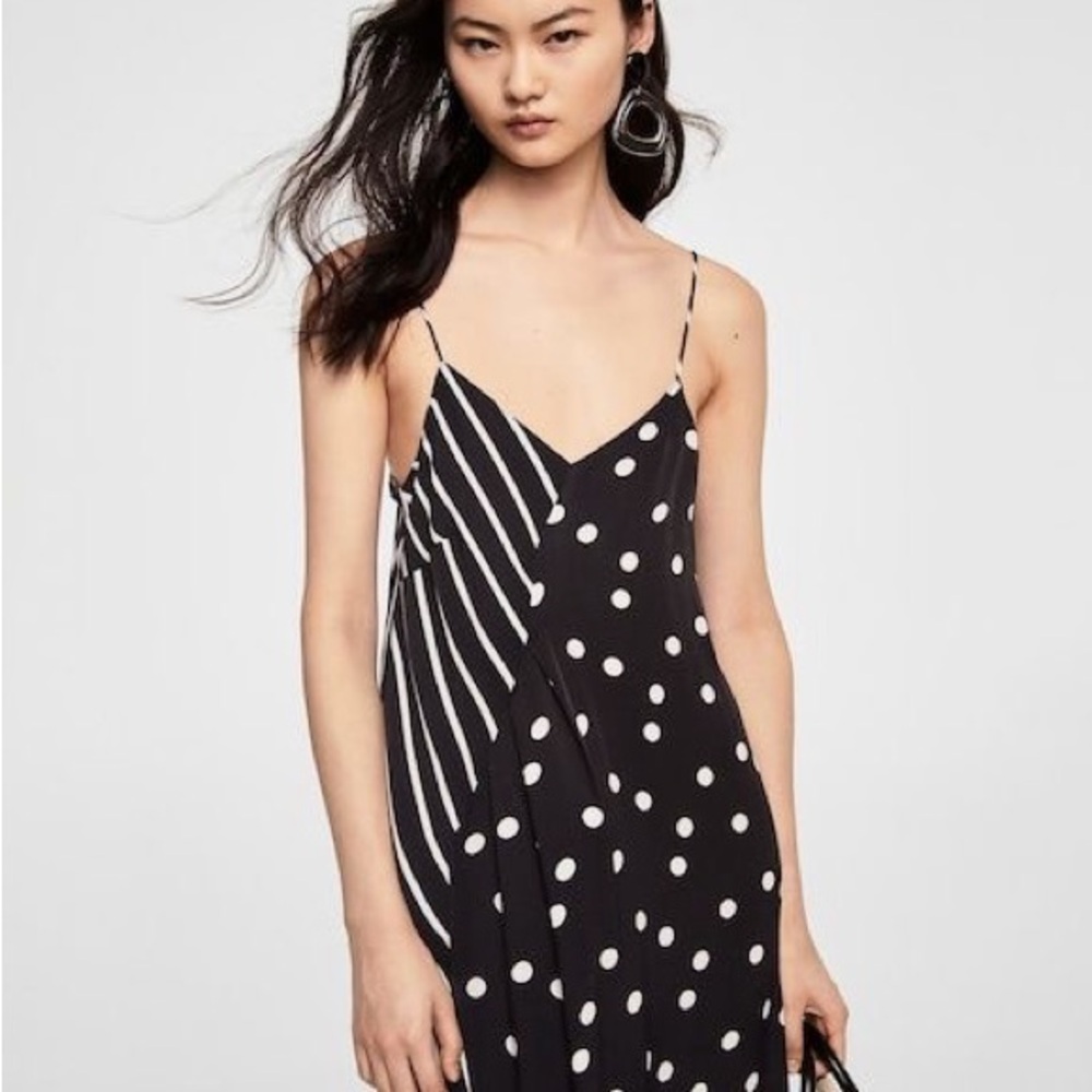 Mango Striped & Polka Dot Midi Dress